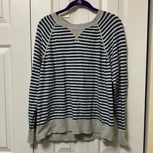L.L. Bean Blue and Gray Striped Crewneck Sweater